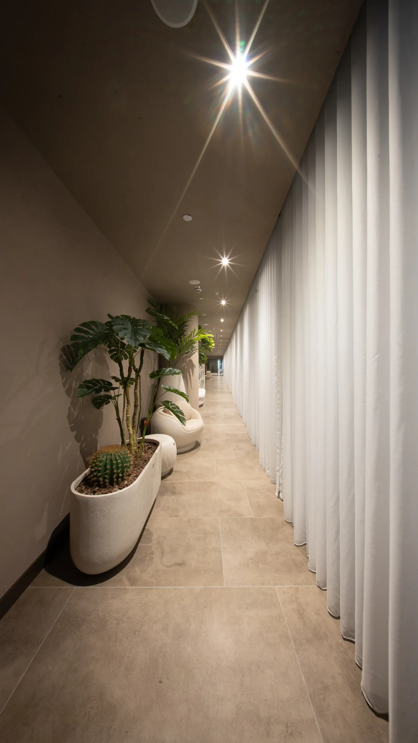 O'SPA Sky's calm lounge and reception area